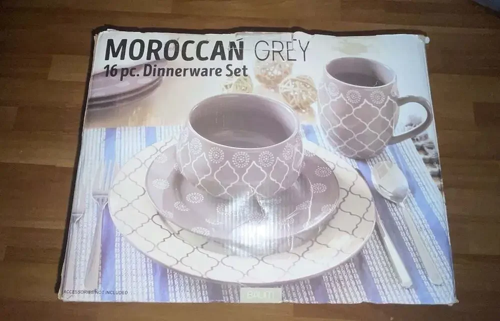 Baum Moroccan Grey 16 Pc. Stoneware Dinnerware Set